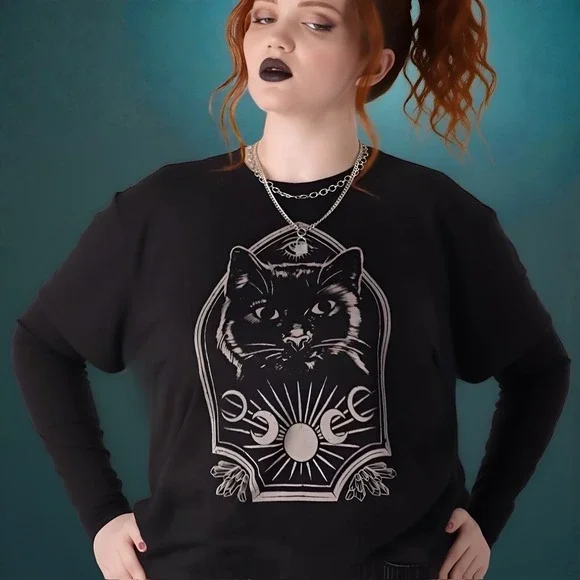 TORRID Nightfall Oversized Mystical Cat Head Graphic Tee NWT Size 2X - Picture 5 of 15